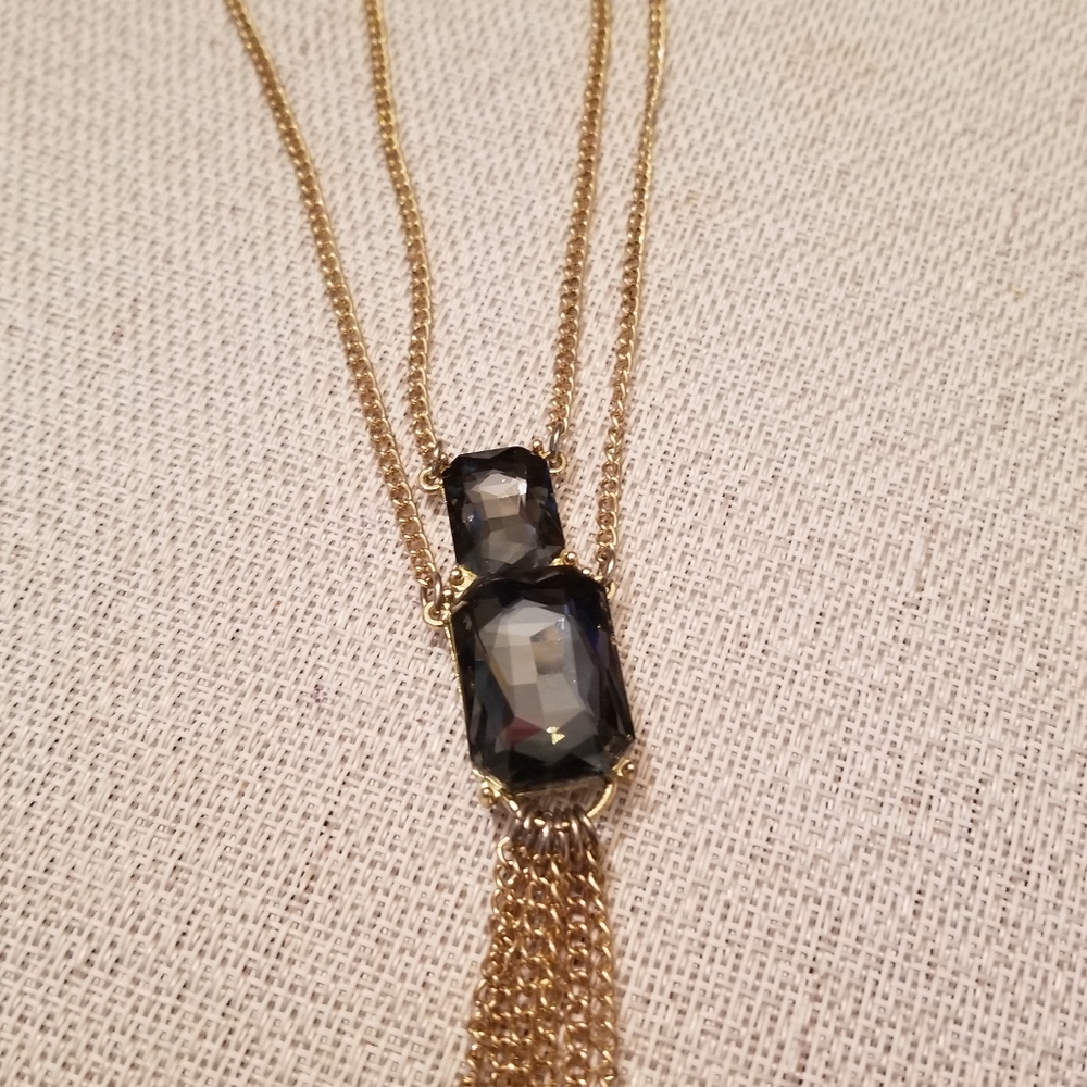 Gold Gray rhinestone necklace
